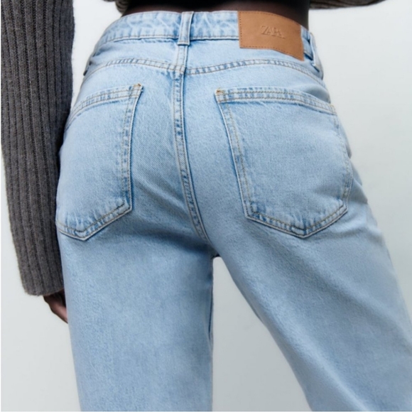 Zara Ripped High-Rise Rigid Fit Mom Ankle Length Jeans Size 6 - Picture 5 of 12